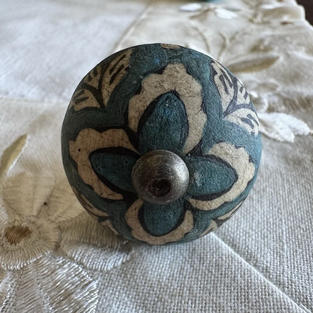 Deep Blue /Teal With Leaf Design 1.5